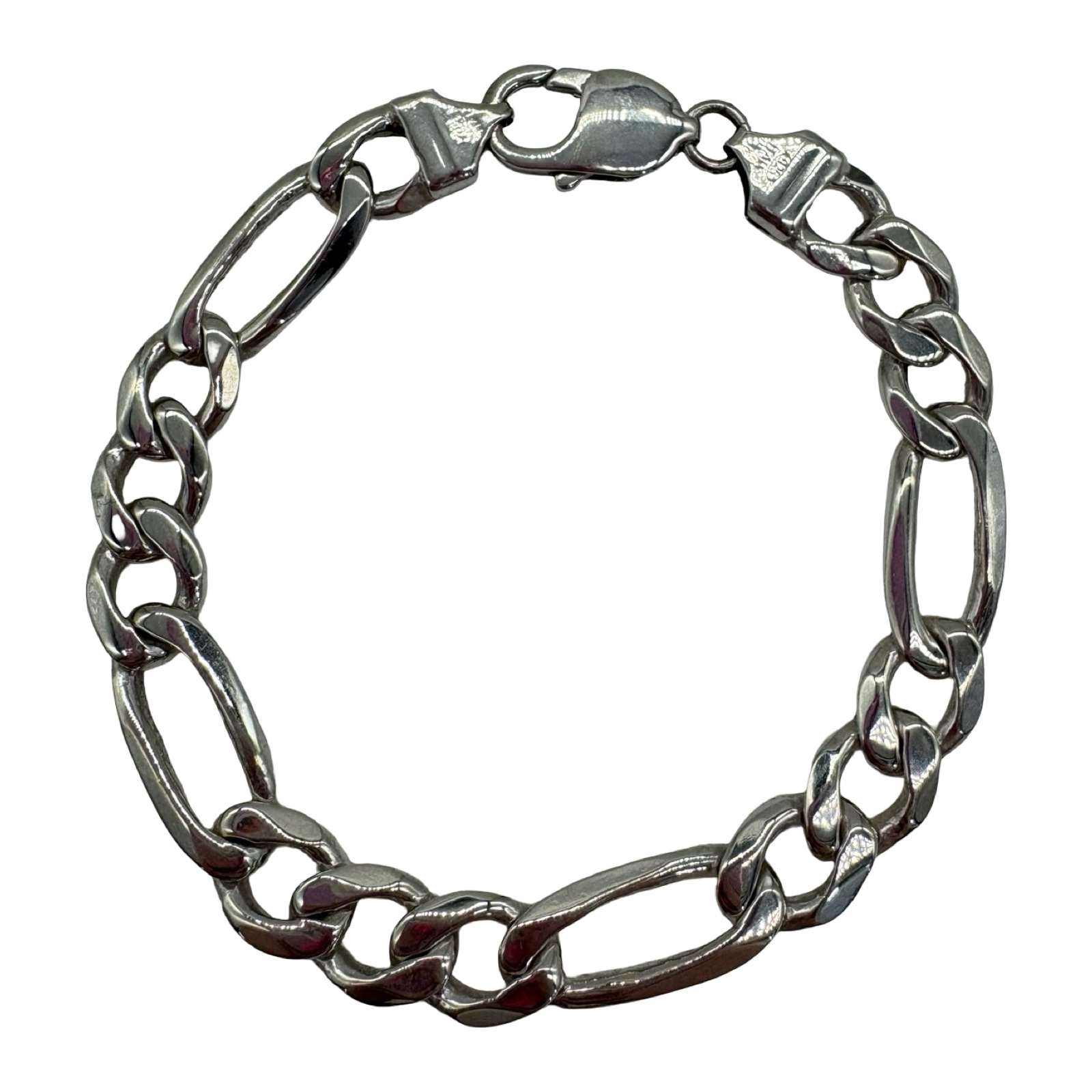 925 Sterling Silver 22.5G 9MM Figaro Bracelet