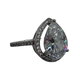 .925 Sterling Silver Pear CZ Milgrain Halo Ring Diamond ring with a pear-shaped center stone on a white background