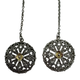 .925 Sterling Silver Openwork Flower Dangle Earrings Pair of silver earrings with intricate designs on a white background