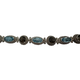 Bracelet with dark and light blue gemstones on a white background