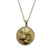 .925 Sterling Silver Gold Plated Zodiac CZ Round Pendant Necklace (Aries) Gold pendant with a face design on a white background