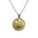 .925 Sterling Silver Gold Plated Zodiac CZ Round Pendant Necklace (Cancer) Gold pendant necklace with zodiac design on a white background