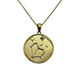 .925 Sterling Silver Gold Plated Zodiac CZ Round Pendant Necklace (Sagittarius) Gold pendant with astrological design on a chain against a white background