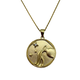 .925 Sterling Silver Gold Plated Zodiac CZ Round Pendant Necklace (Aquarius) Gold necklace with a circular pendant featuring a hand and star design on a white background