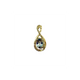 10K Yellow Gold Oval Aquamarine Diamond Crossover Ribbon Pendant