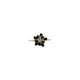 Gold ring with black gemstones and a central diamond on a white background