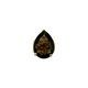 Gold ring with a large pear-shaped smoky quartz stone on a white background
