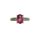 14K White Gold 1/2CTW Diamond 1.25CT Pink Sapphire Ring Ring with a pink gemstone and diamond-studded band on a white background