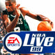 Basketball player holding a ball with NBA Live 99 and EA Sports logos in the foreground