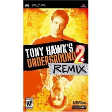Game case for 'Tony Hawk's Underground 2 Remix' on PSP with a person and dog illustration.
