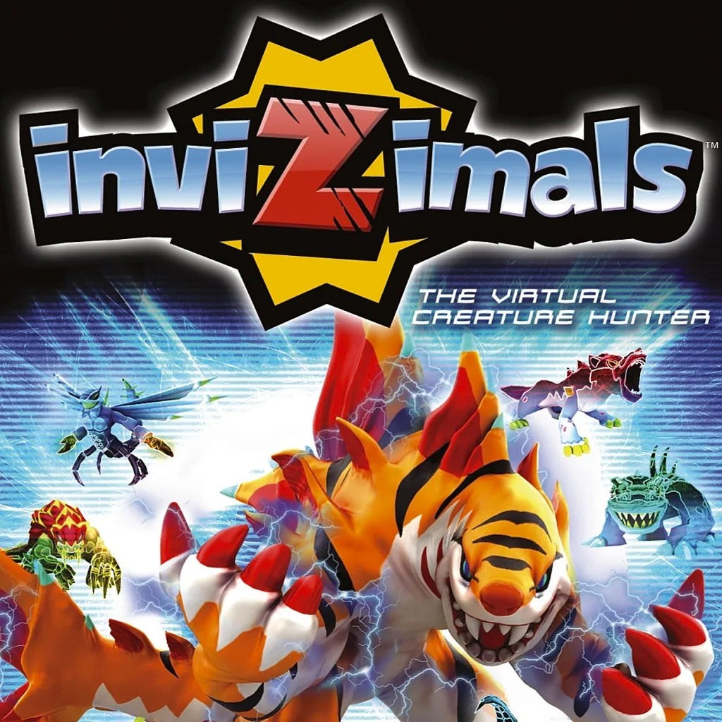 Promotional graphic for inviZimals with a tiger-like creature and other characters on a dynamic background.
