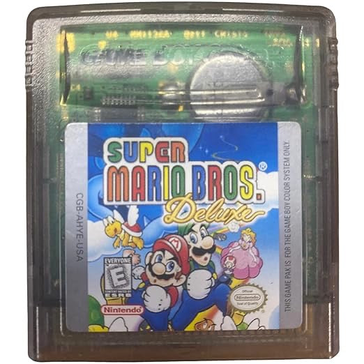 Super Mario Bros. Deluxe game cartridge for Game Boy Color on a white background