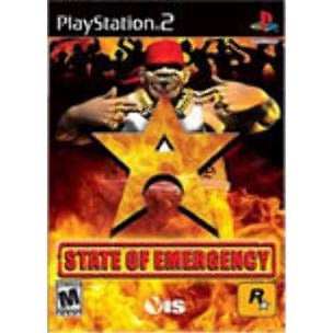 PlayStation 2 game cover for 'State of Emergency' with a star and person design.