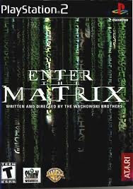 PlayStation 2 game case for 'Enter the Matrix' with Matrix-style text and branding.