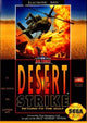 Cover of 'Desert Strike: Return to the Gulf' video game for Sega Genesis, featuring a helicopter and flames.