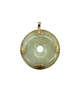 14K Yellow Gold Butterfly Bezel Set Large Round Jade Pendant