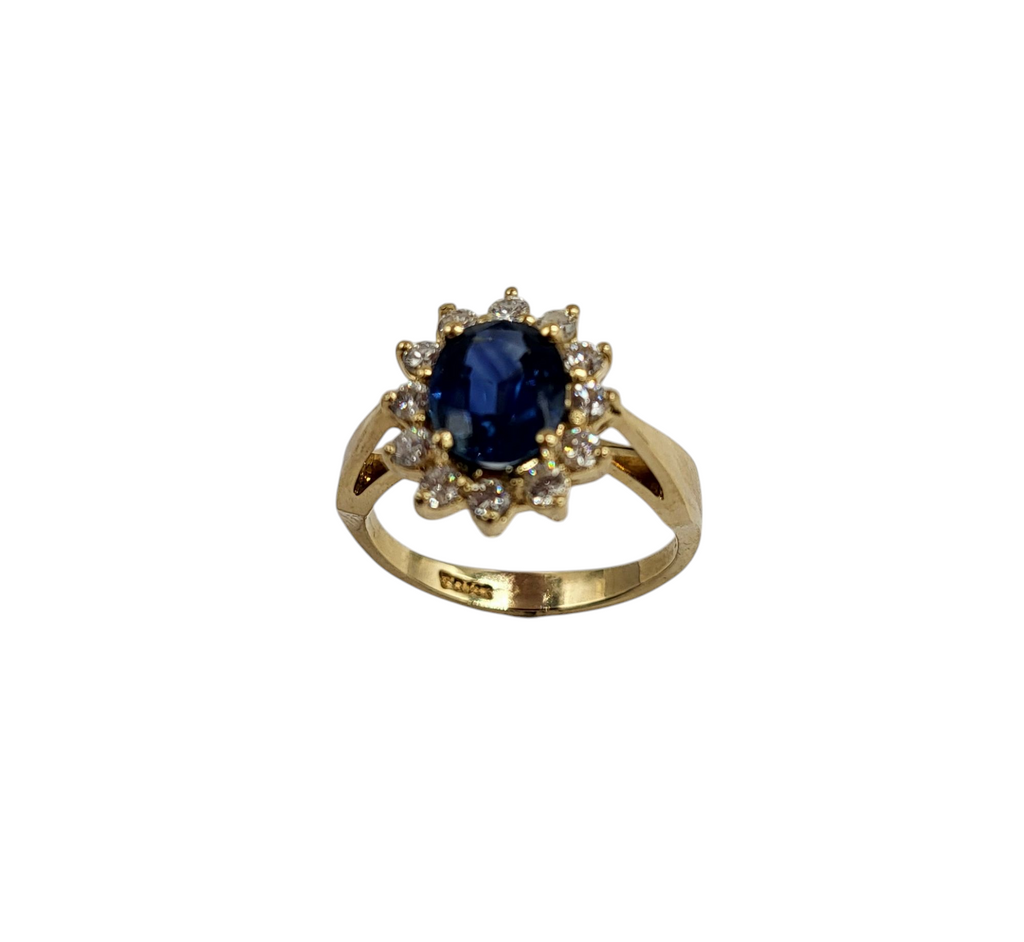 Sapphire and Diamond Halo Ring gem