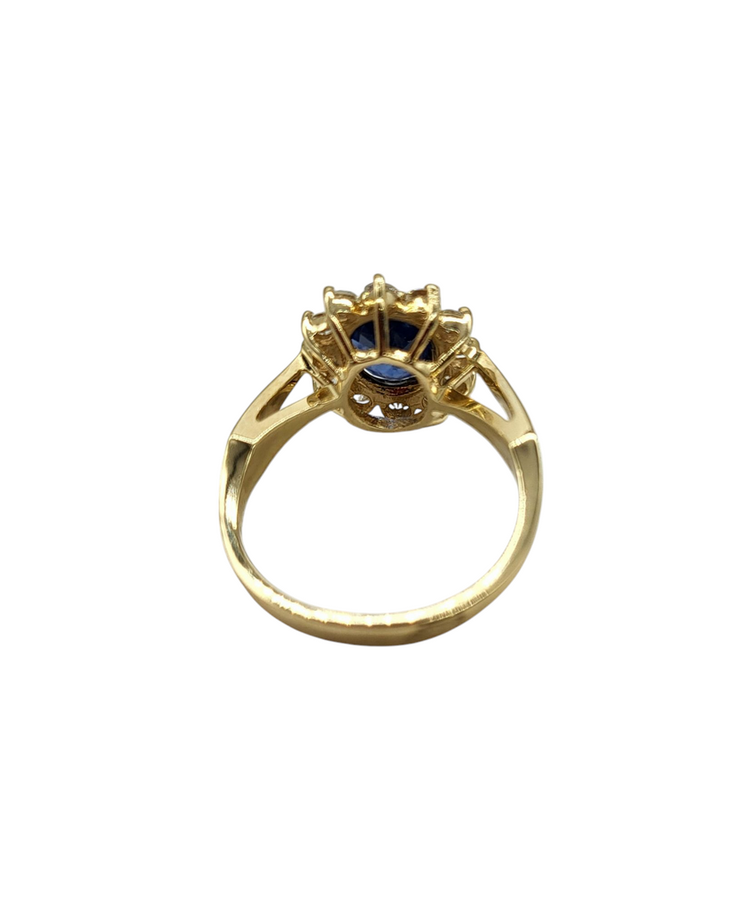 Sapphire and Diamond Halo Ring under