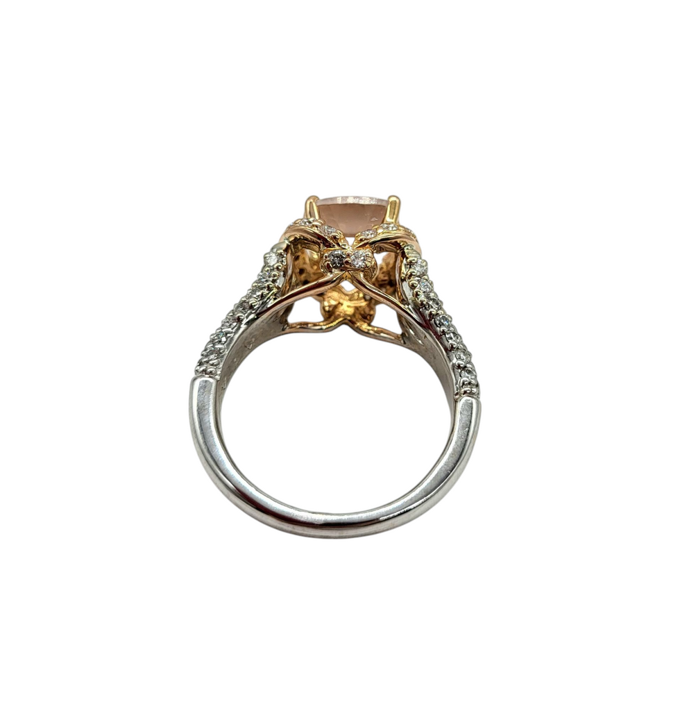 Morganite and Diamond Split Shank Ring silver