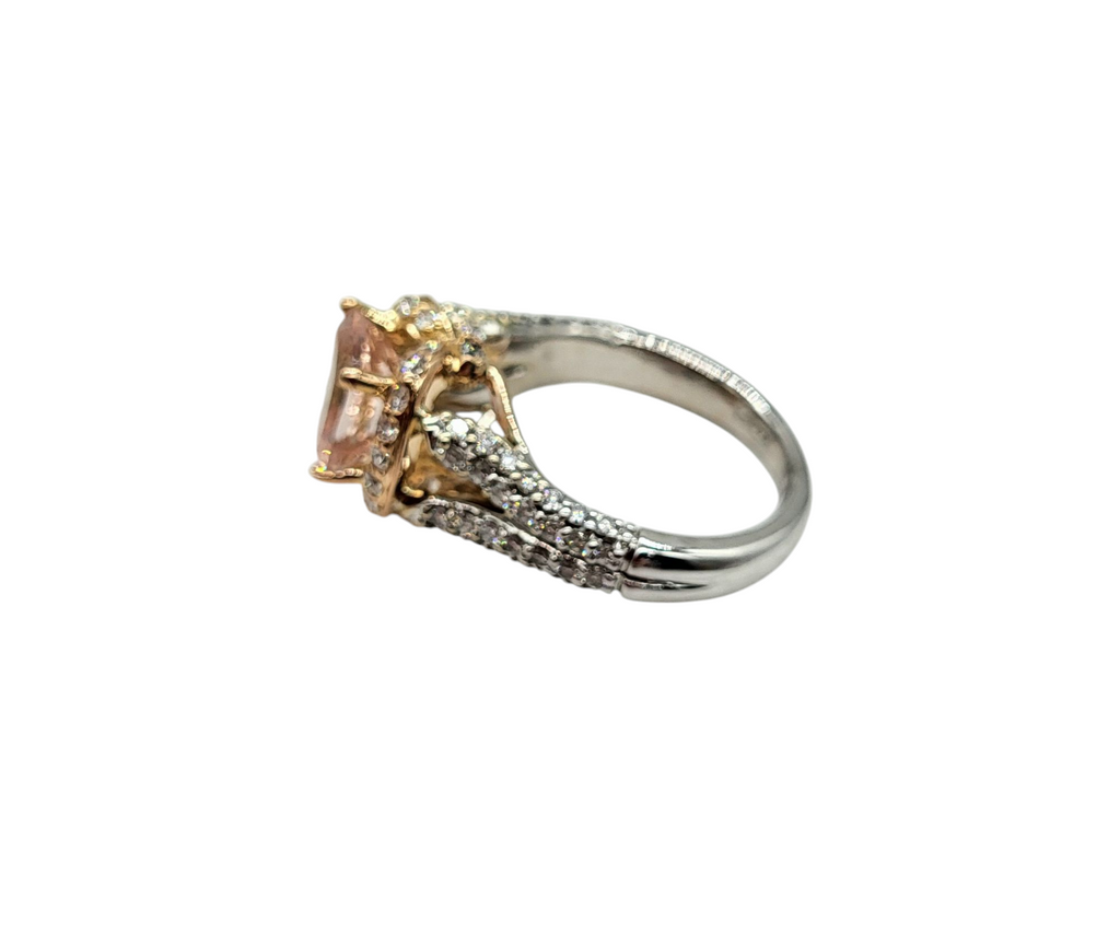 Morganite and Diamond Split Shank Ring blurry