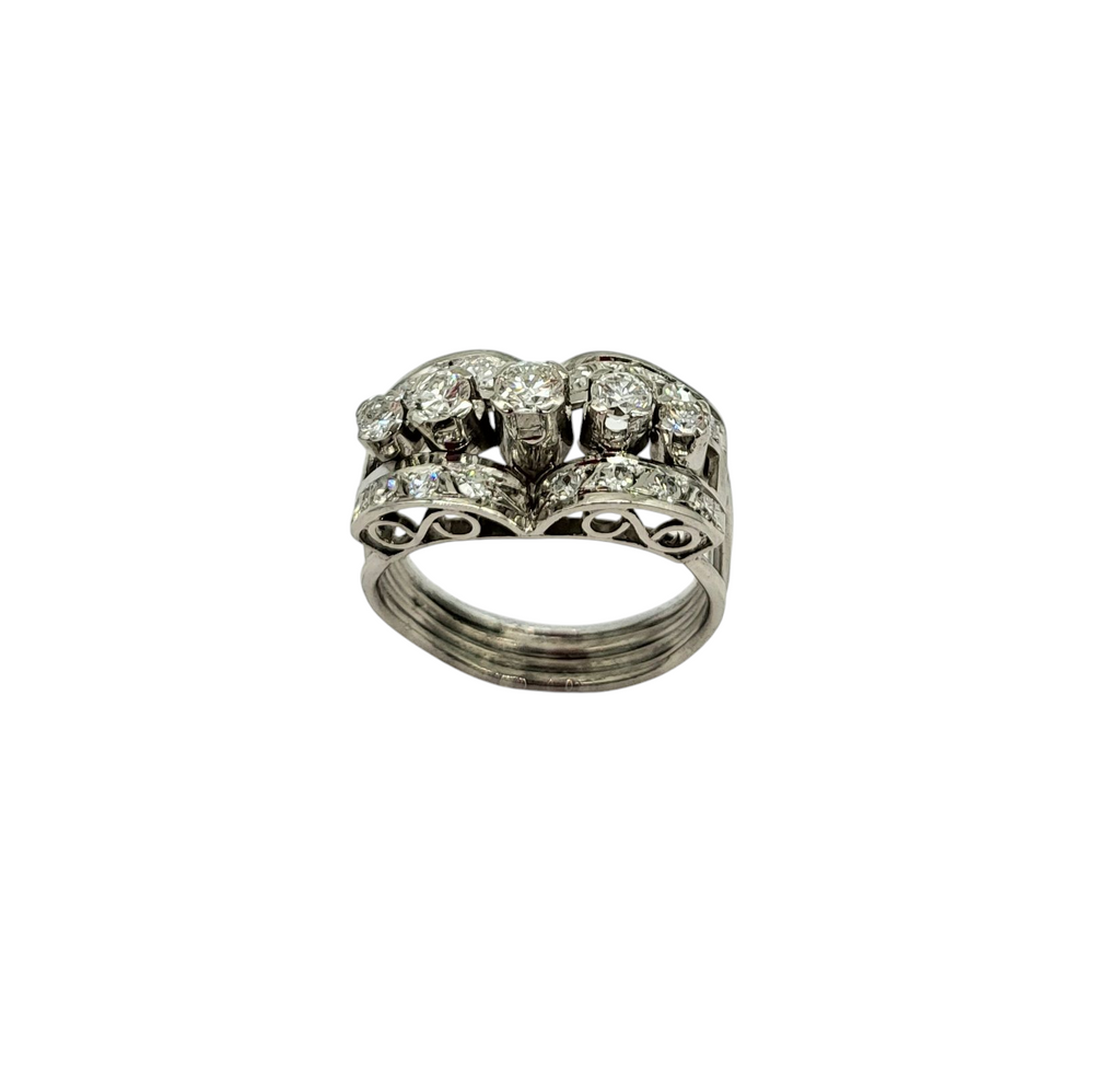 Vintage 5 Inline 3 Row Diamond Ring top