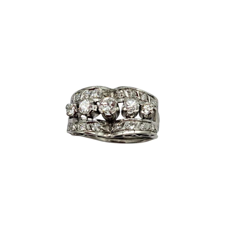 Vintage 5 Inline 3 Row Diamond Ring