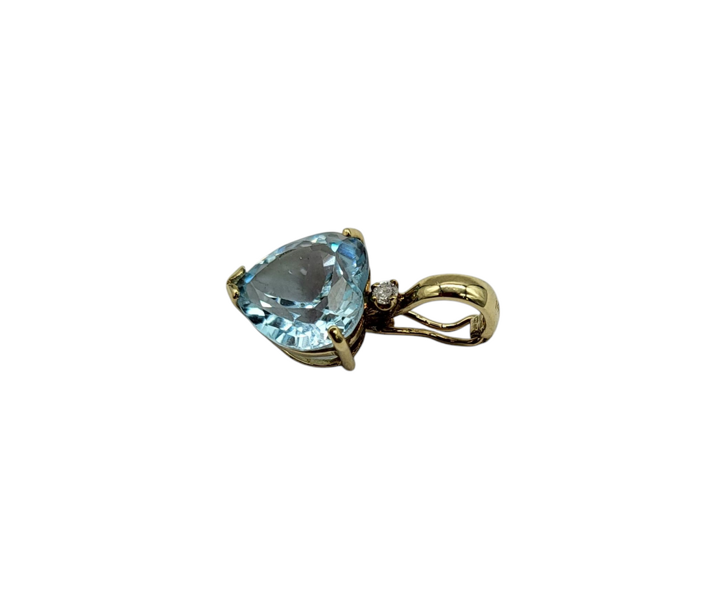 Blue Topaz Heart Shaped Pendant flat