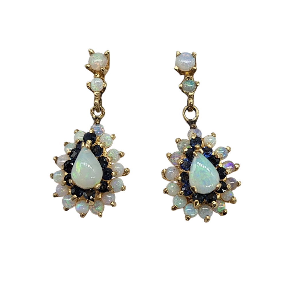 Vintage Opal and Sapphire Earrings