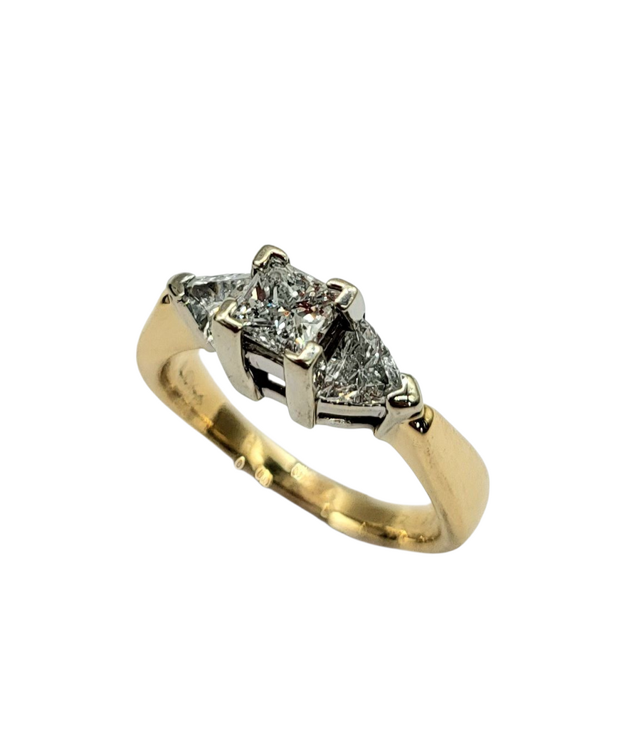 1 Carat Total Weight Square and Trillion Cut Diamond Ring