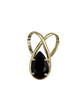 14K Yellow Gold Pear Black Onyx Double Loop Slide Pendant