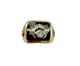 Gold ring with a diamond on a white background