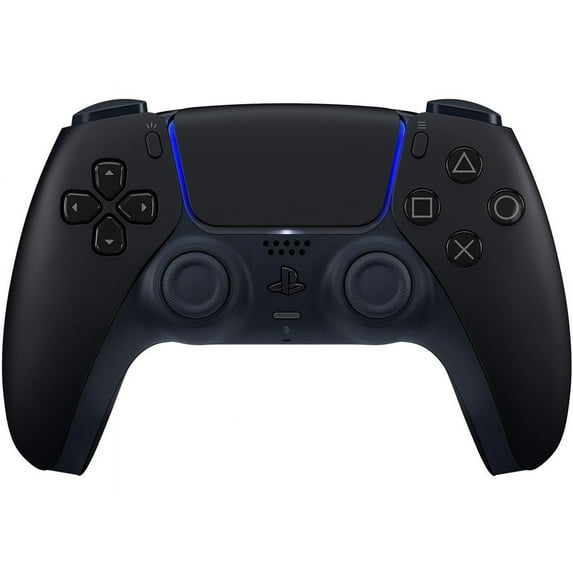 Black gaming controller with PlayStation logo on a white background