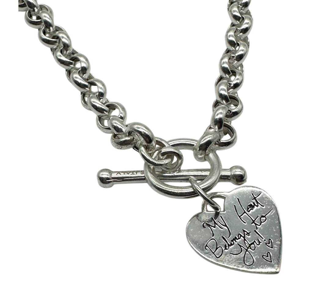 Sterling Silver Heart Toggle Necklace – "My Heart Belongs to You"