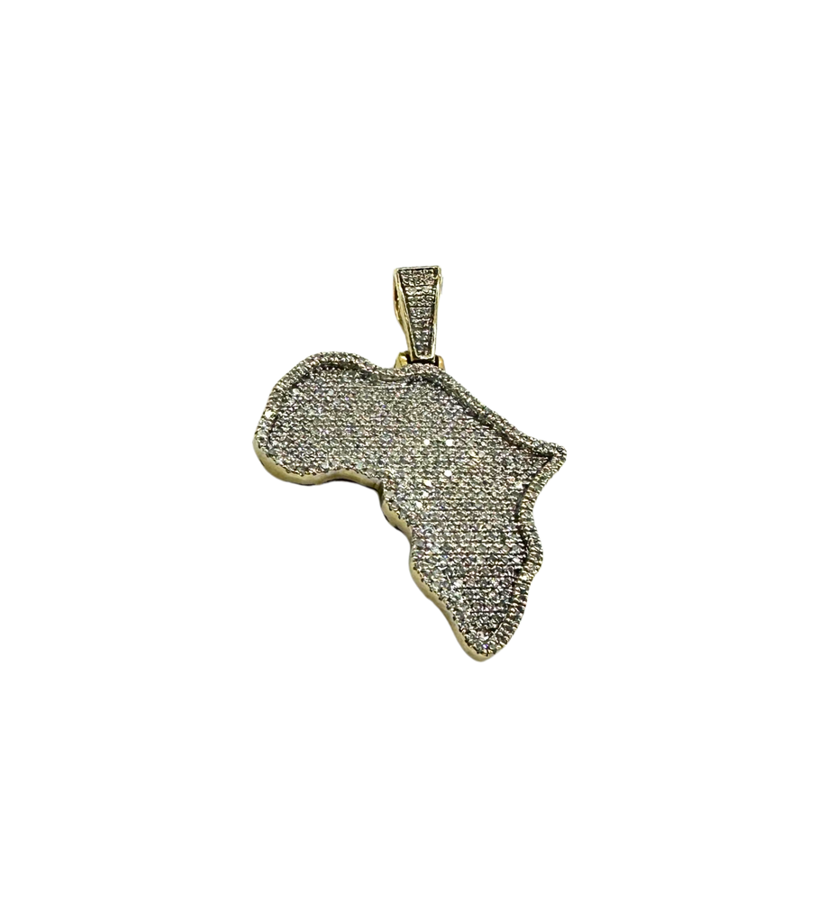 Pendant shaped like the African continent on a white background