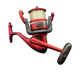 Red fishing reel with 'Competitor' branding on a white background