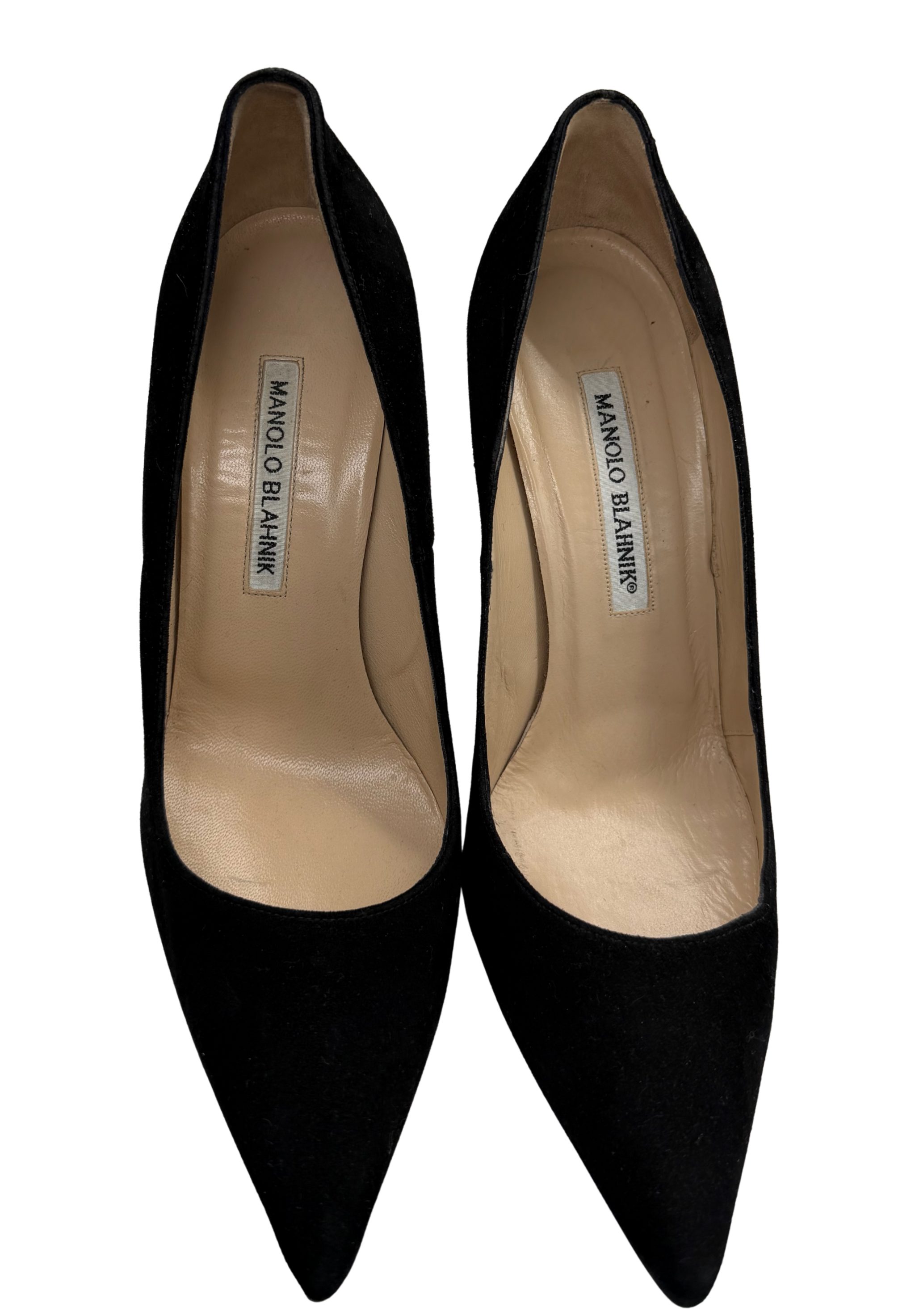 MANOLO BLAHNIK ブラック ハイヒール Manolo Blahnik Black Suede Pointed Toe Heels, Size 37