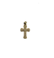 Gold cross pendant on a white background