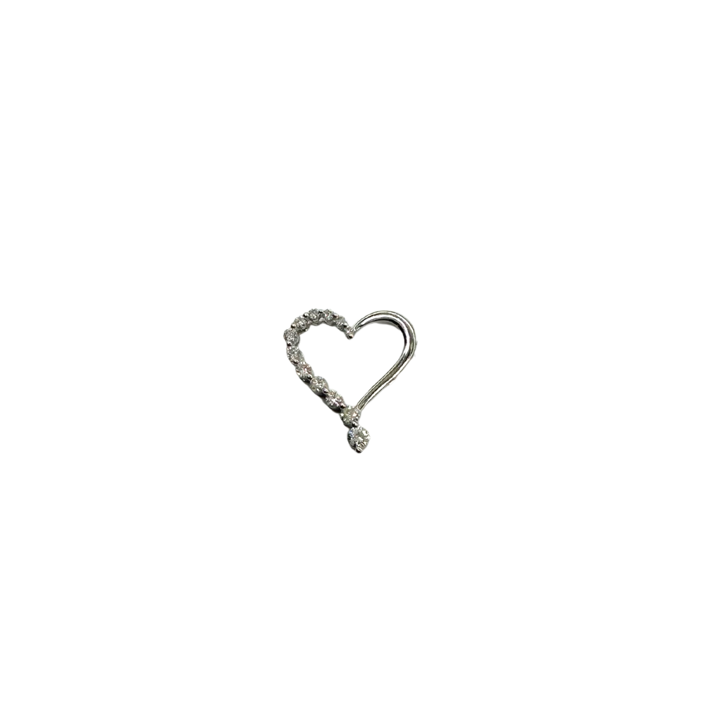 Heart-shaped earring with small stones on a white background