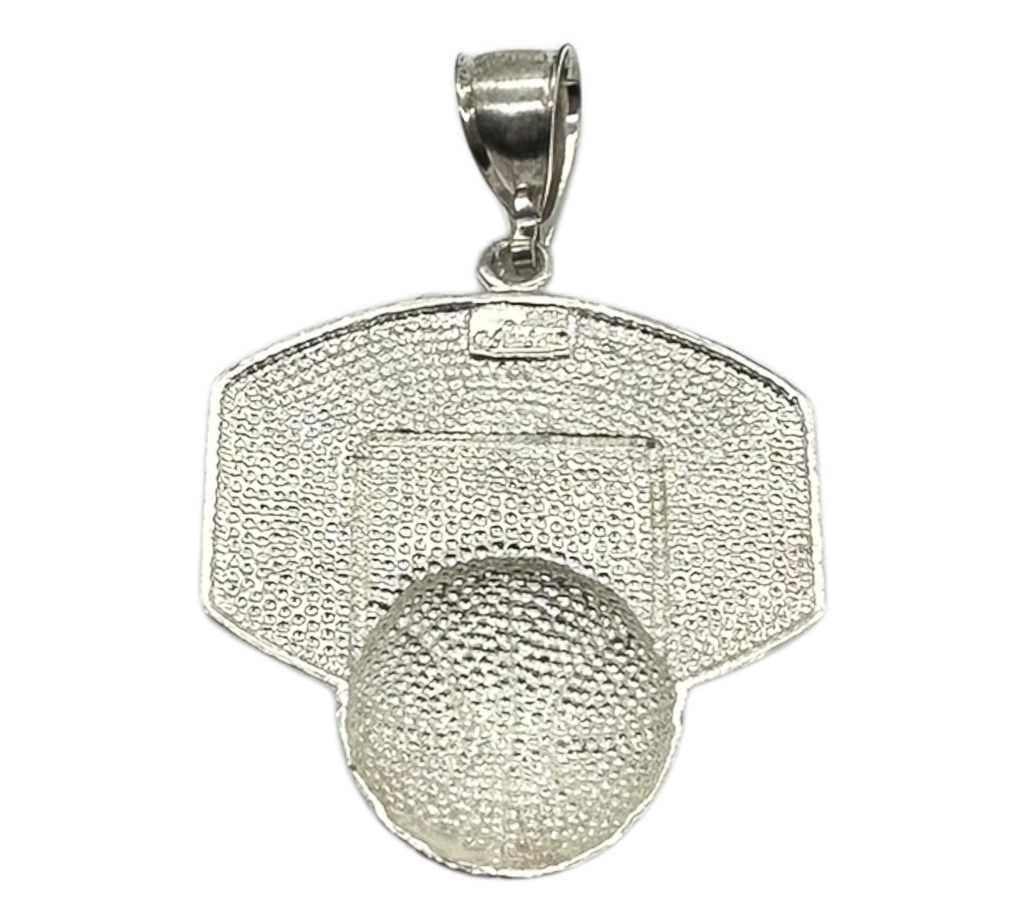 Sterling Silver Diamond Cut Basketball Pendant back