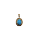Gold pendant with a blue stone on a white background