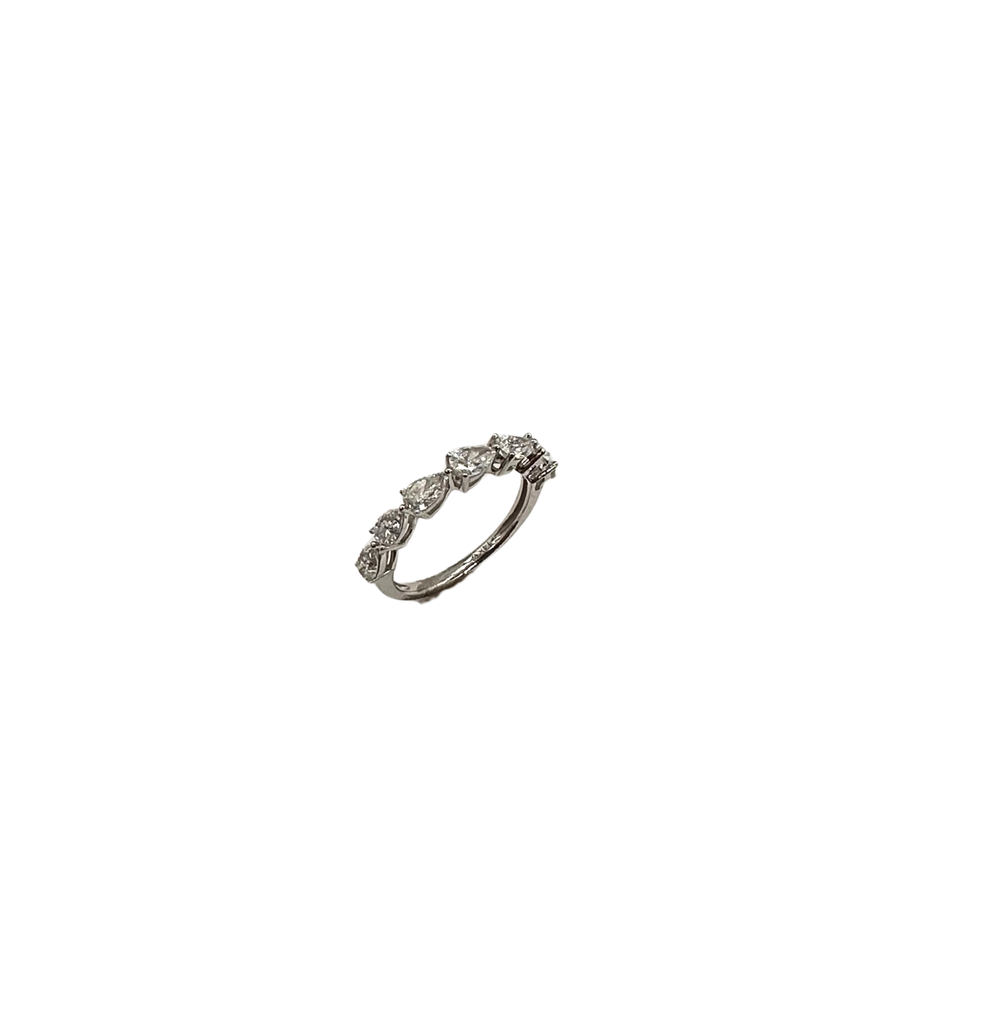 Silver ring with floral design on a white background