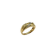 14K Yellow Gold .15CTW Diamond Channel Ribbed Band Gold ring with diamonds on a white background