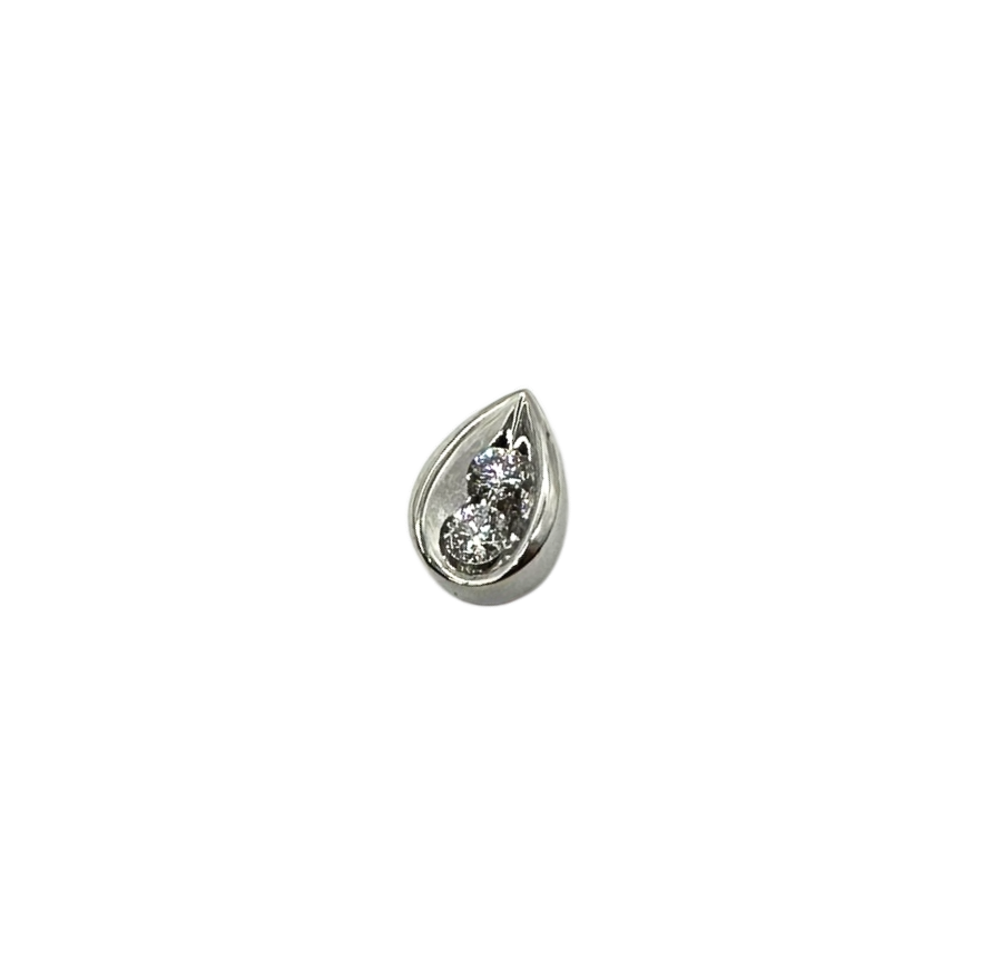 14K White Gold 2-Stone Diamond Teardrop Slide Pendant