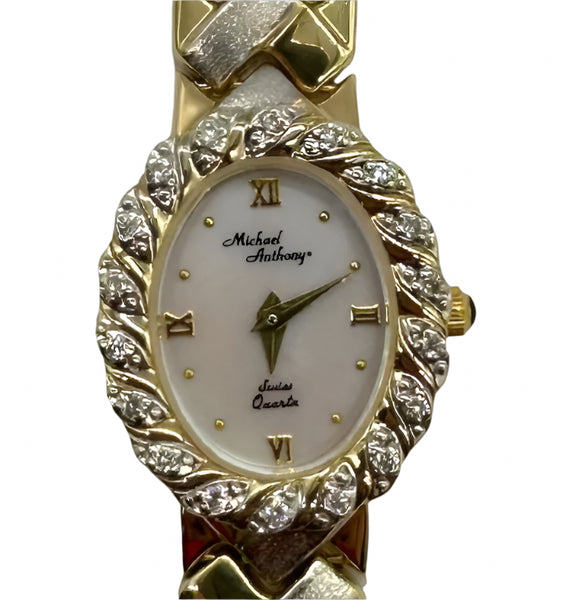 Michael Anthony 14K Gold Diamond Bezel Watch – Swiss Quartz display picture 1