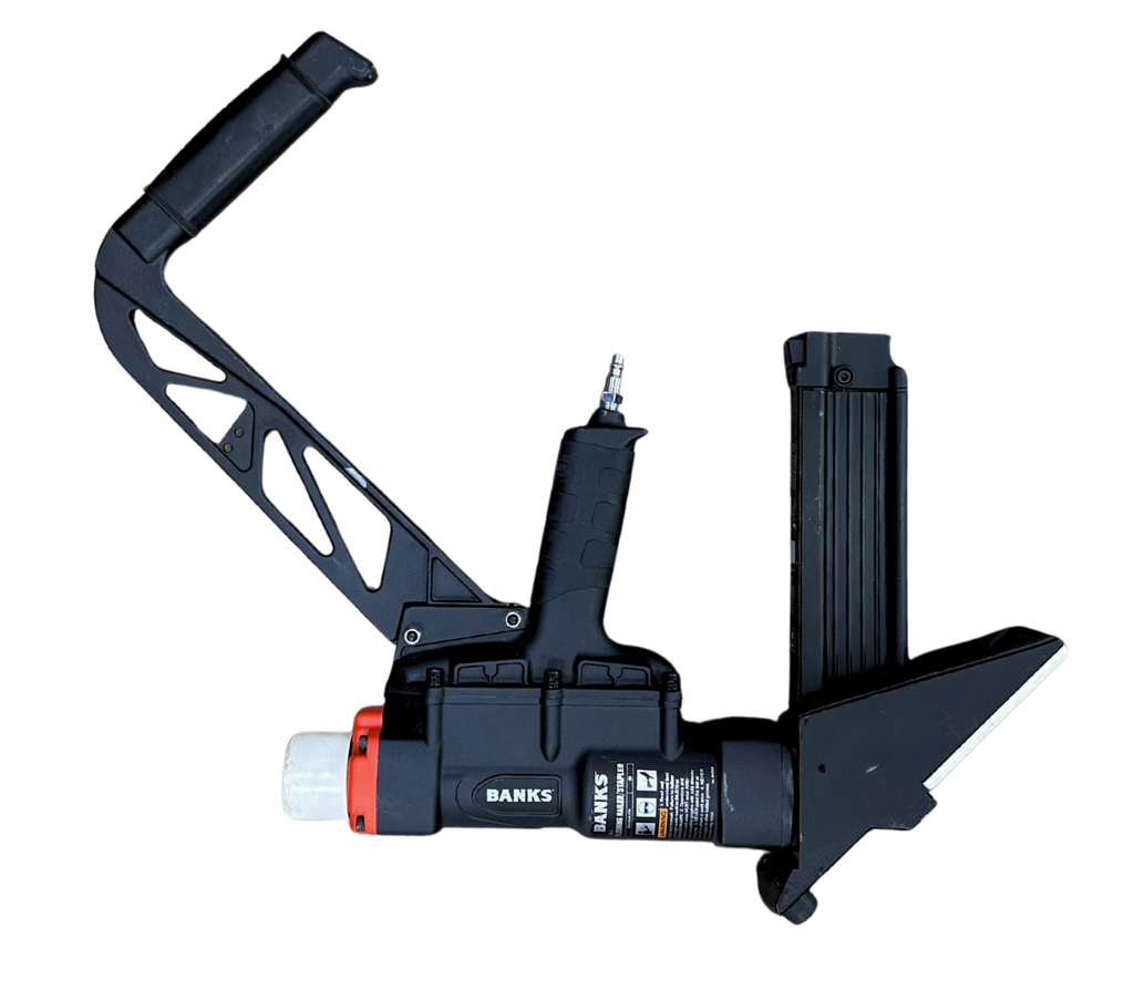 Black and red air tool on a white background