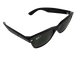 Black sunglasses with a visible brand logo on a white background