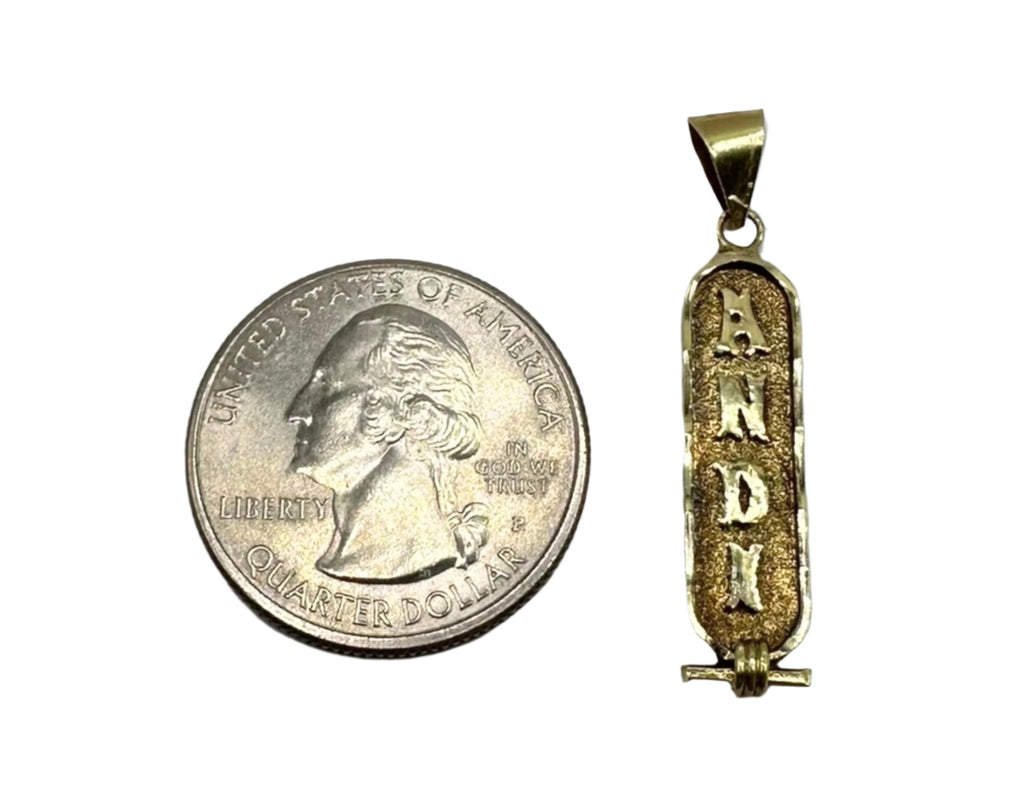 14k Yellow Gold Cartouche ANDI Pendant - 1.7 Grams