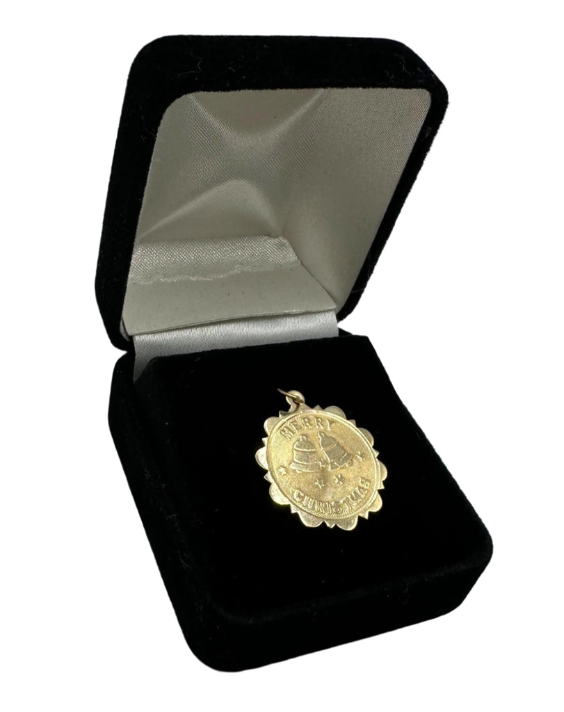 14K Yellow Gold "Merry Christmas" Pendant Charm  1.4 Grams