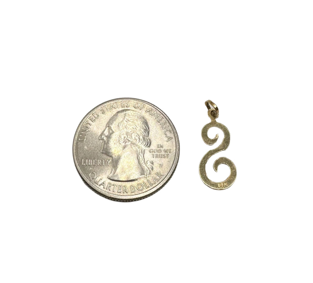 14k Yellow Gold "S" Initial Charm Pendant - .4 Grams