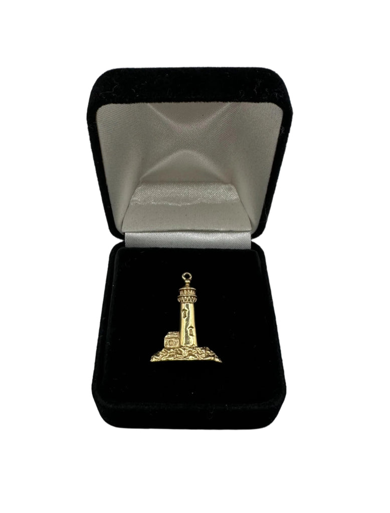 14K Yellow Gold Lighthouse Pendant Charm - 2.3 Grams